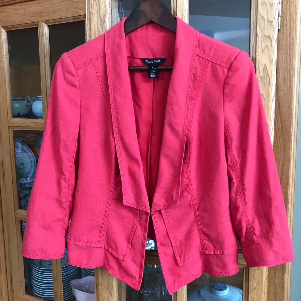 White House Black Market linen blend blazer coral color size 8
